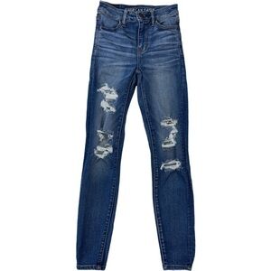 American Eagle Ne(x)t level stretch Hi-Rise Jegging Jeans size 0R distressed